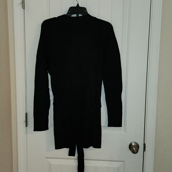 Laundry by Shelli Segal Black Open Cardigan With Slits - Picture 3 of 5